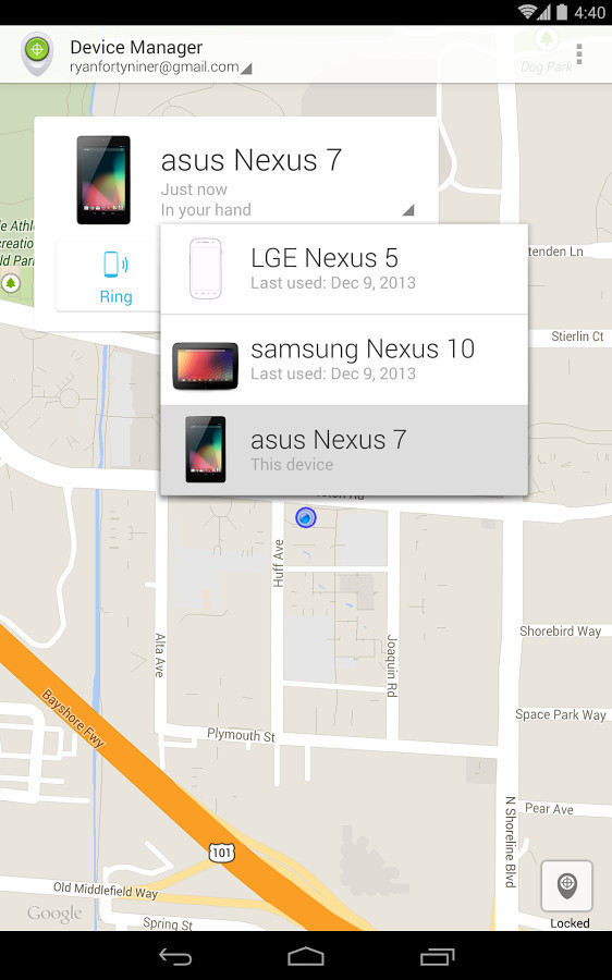 Google Android device Manager.